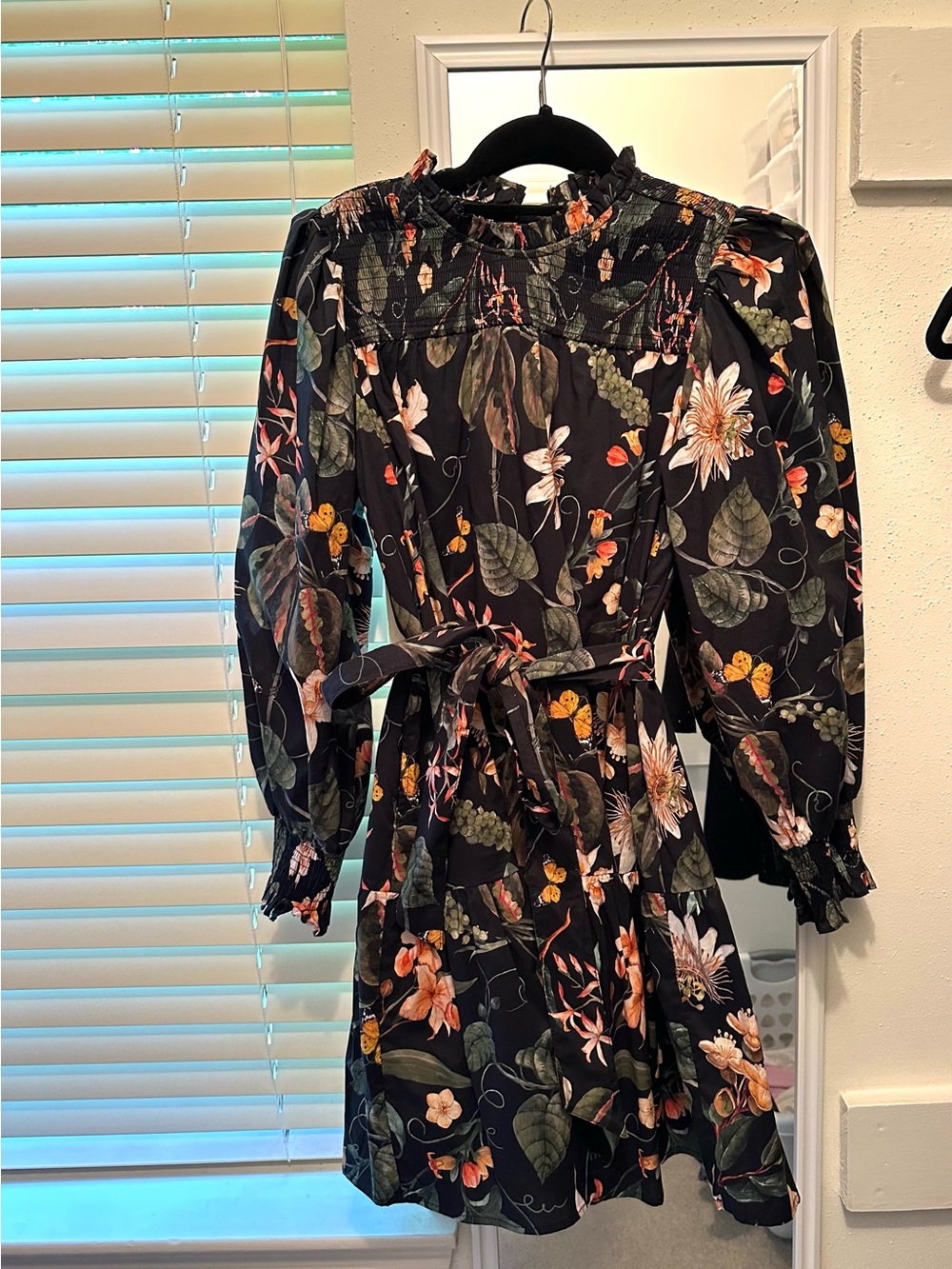 Olivia James The Label long sleeve black floral dress